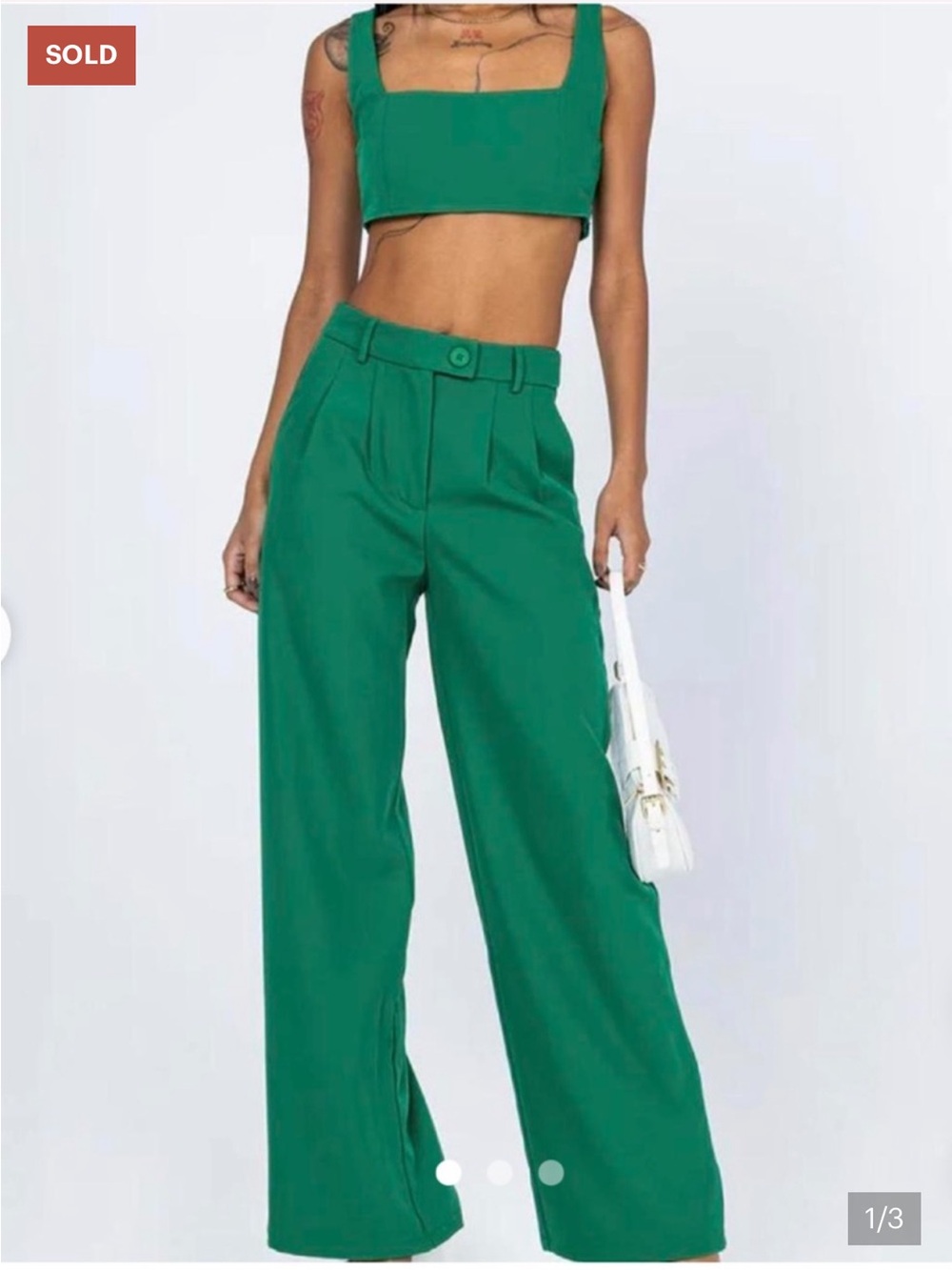 Princess Polly Huxley Green Two Piece Trouser Set – Size 4 - Picture 2 of 2